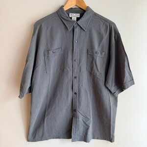 Silk Blend Gray Short-sleeve Button-down Shirt by Poela Moda.